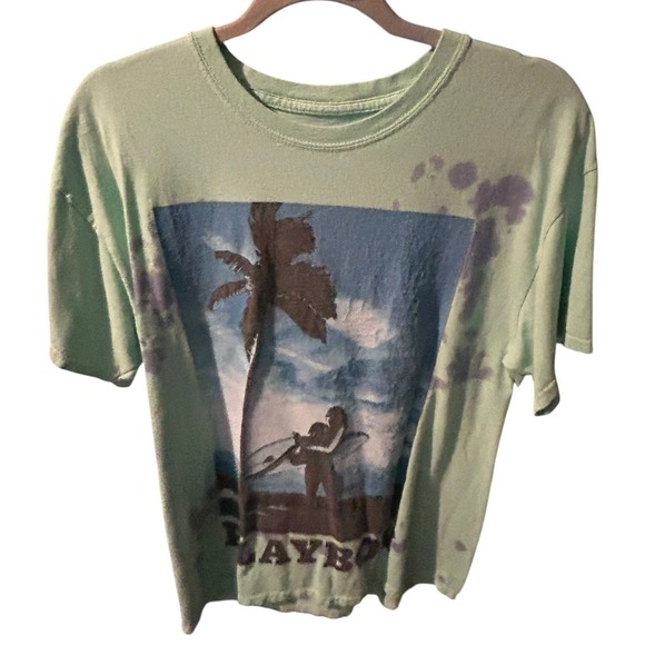 Licensed Playboy Beach T-shirt Size Medium Unisex Graphic T-shirt Green Multi.. - Picture 3 of 4